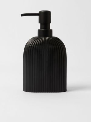 Soap Dispenser Fluted Black Resin