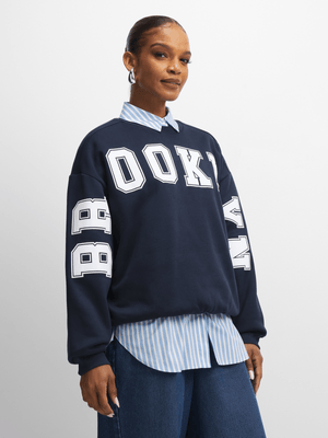 Exact Women's Navy Graphic Print Sweat Top