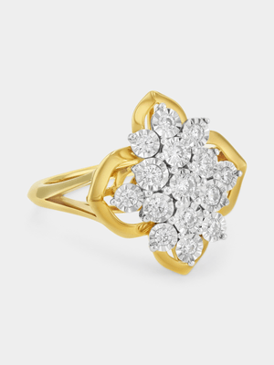 Yellow Gold 0.50ct Diamond Bollywood Flower Ring
