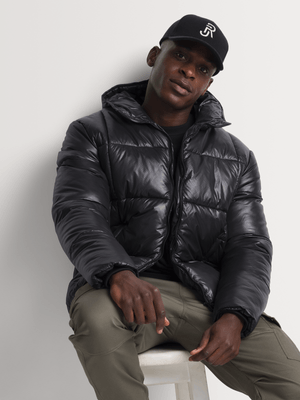 Markham Men's Square Quilt Detail Black Puffer Jacket