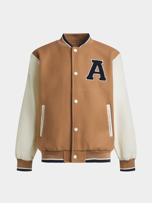 Exact Younger Boy's Natural Melton Bomber Jacket