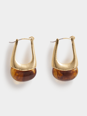 Tortoise Shell Inlay Drop Earrings