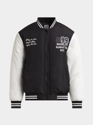 Exact Older Boy's Black & White Baseball Jacket