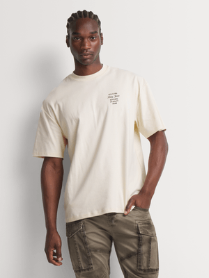 Relay Jeans Men's Oversized Ecru Graphic T-Shirt