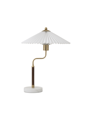 table lamp pleated shade & wood detail 50cm