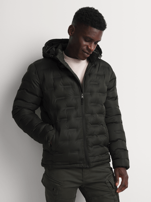 Markham Men's Heat Sealed Hooded Black Puffer Jacket