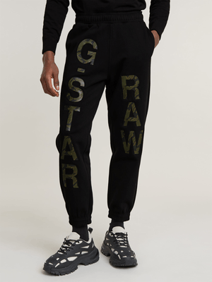 G-Star Men's Embro Print Loose Tapered Black Sweat Pants