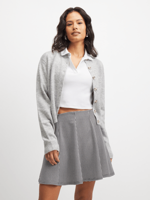Exact Women's Black & White Houndstooth Mini Skirt