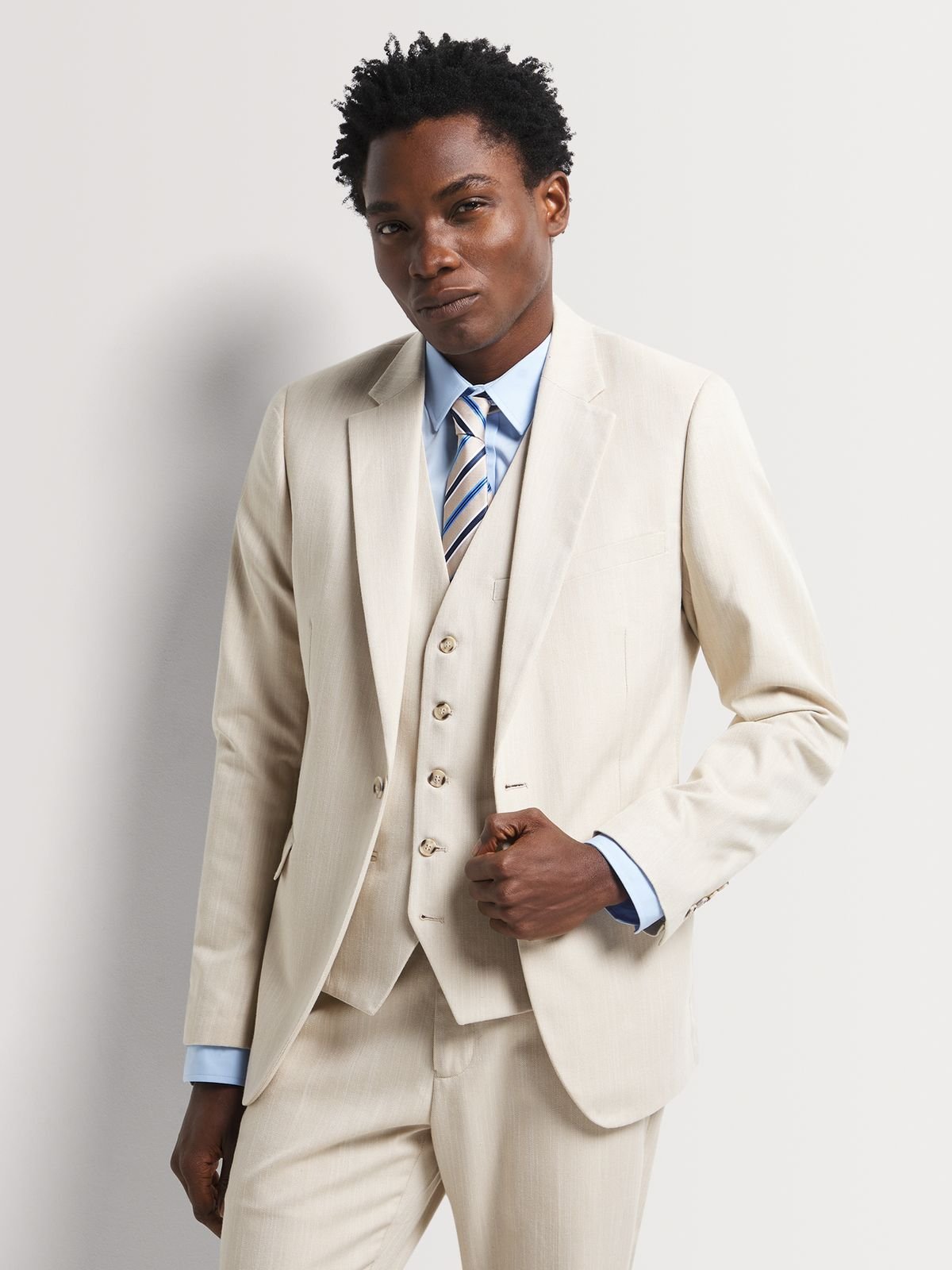 Men's Markham Slim Linen Stone Suit Jacket | Bash