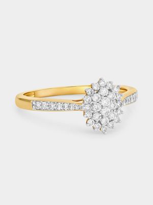 Yellow Gold 0.3ct Lab Grown Diamond Oval Cluster Ring