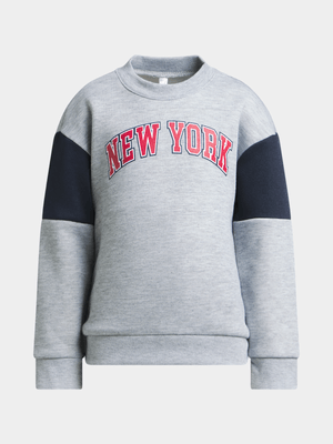 Exact Younger Boy's Grey Colourblock Sweat Top
