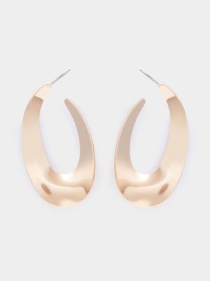 Beaten Carved Flat Hoop Earrings
