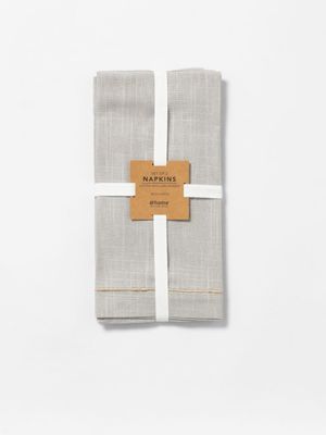 Gold Border Cotton Napkins 2 Pack Grey