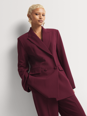Slim Waist Covered Buttons Blazer
