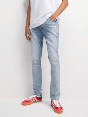 Redbat Men's Ice Blue Super Skinny Jeans