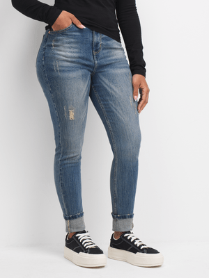 Redbat Women's High Rise Dark Wash Super Skinny Jeans