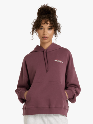 New Balance Womens Multi Colour Logo Purple Hoodie