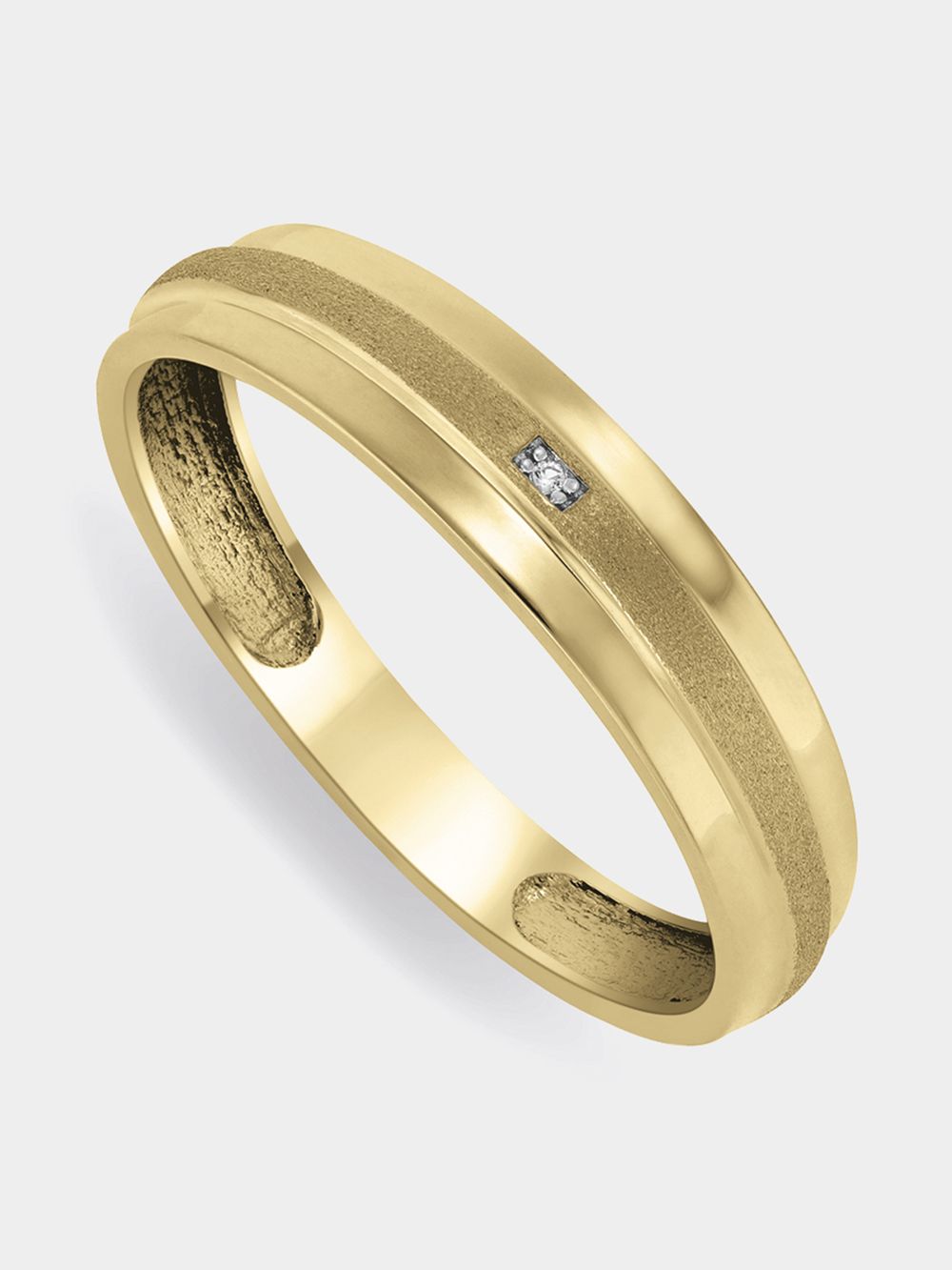 Yellow Gold Diamond Men's Textured Ring | Bash