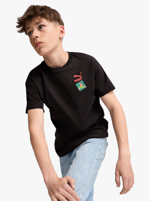 Puma Boys Youth Graphics Trailism Black T-Shirt