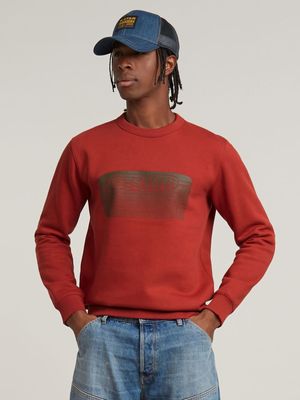 G-Star Men's Stacked Old Skool Logo Red Sweater
