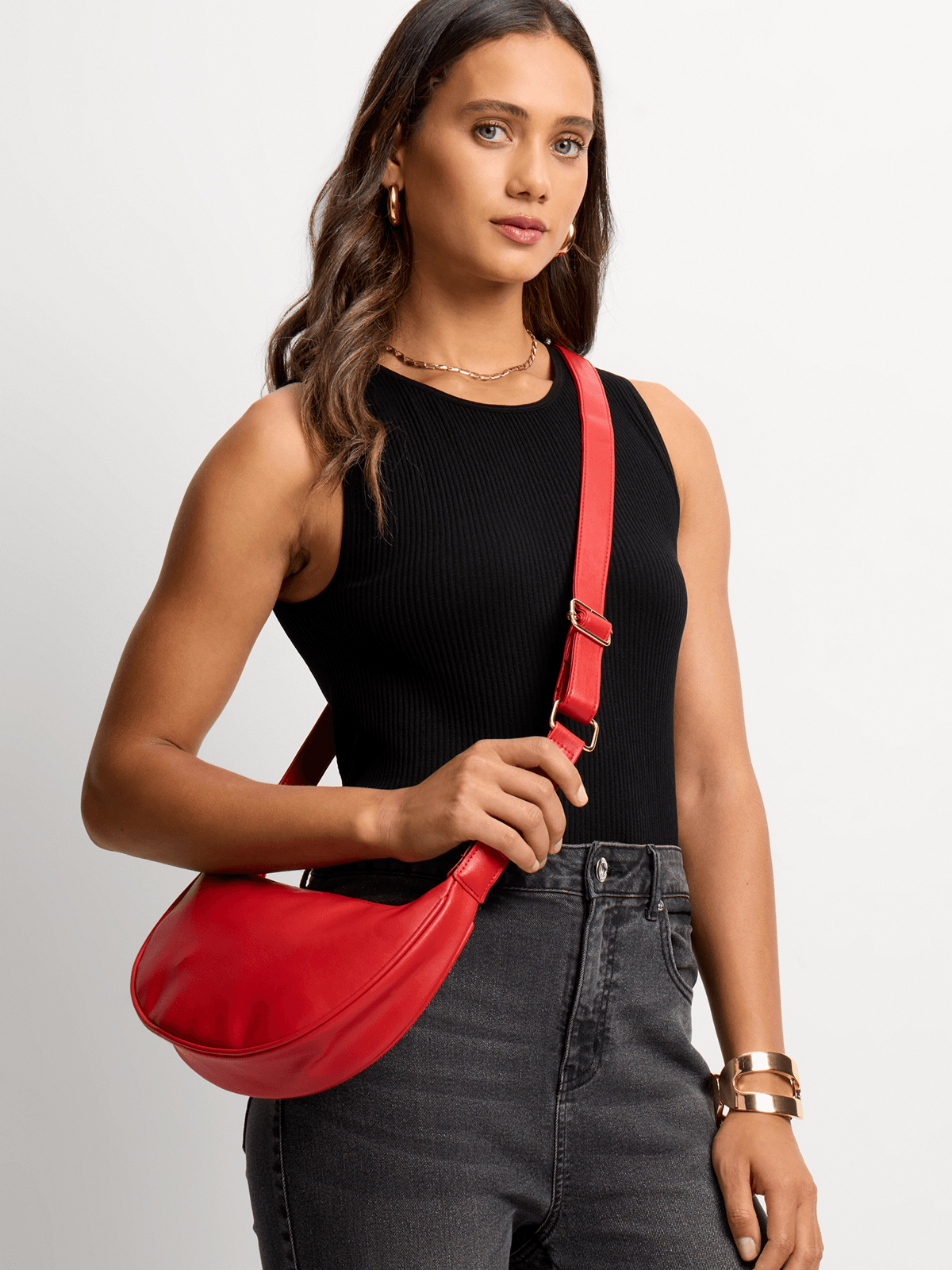 Exact Women's Red Half Moon Crossbody Bag | Bash