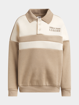 Jet Younger Boys Stone/Cream Build Your Legend Golf Shirt