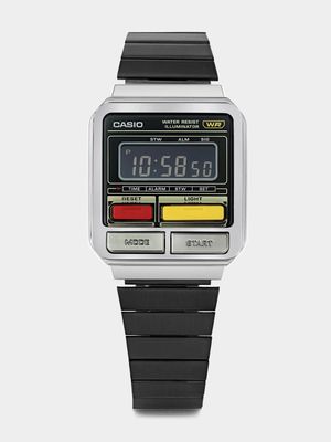 Casio Gunmetal Plated Stainless Steel Digital Bracelet Watch