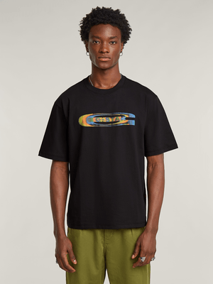 G-Star Men's Color Shift Old Skool Logo Boxy Black T-Shirt