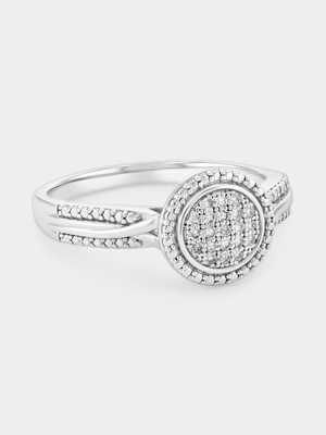 Sterling Silver Lab Grown Diamond Round Halo Ring