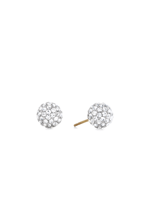 Sterling Silver  & Yellow Gold Crystal  Ball Stud Earrings