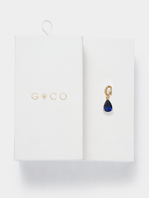 14ct Gold Plated Blue Sapphire Cubic Zirconia September Birthstone Charm