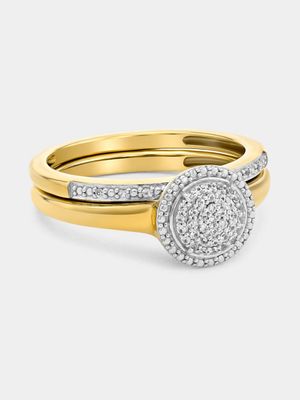 Yellow Gold Diamond & Created Sapphire Twinset Ring