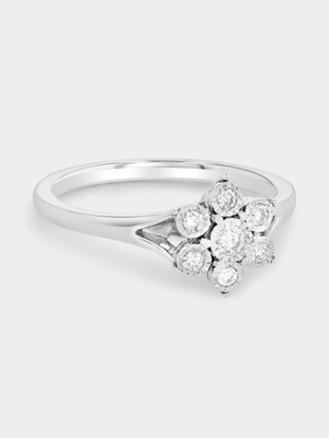 Sterling Silver Lab Grown Diamond Round Halo Lily Ring
