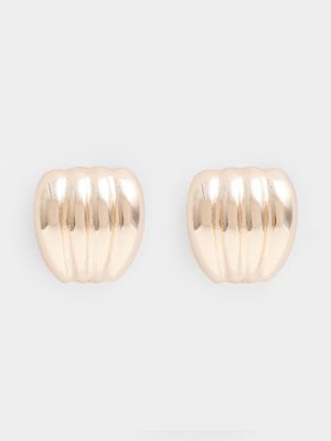 Curved Ridge Stud Drop Earrings
