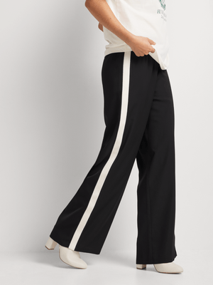 Elasticated Waist Side Stripe Wide Leg Pants