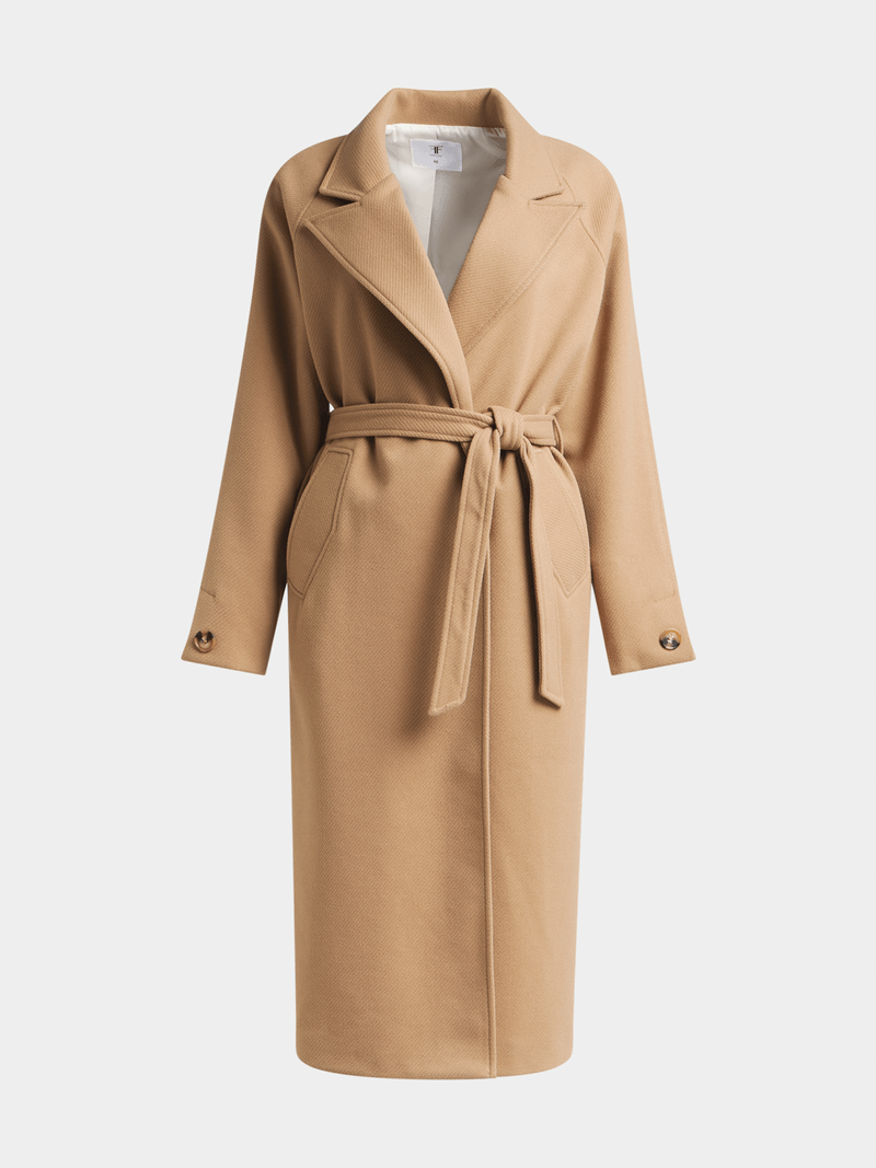Melton Wool Belted Coat - Black - ARKET
