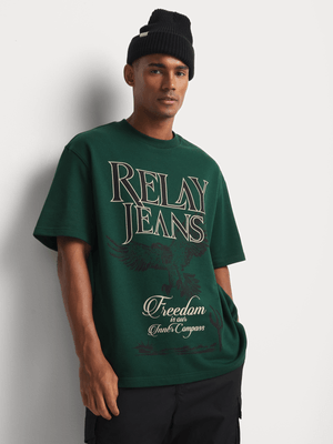 Relay Jeans Men's Eagle Forest Green Graphic T-Shirt