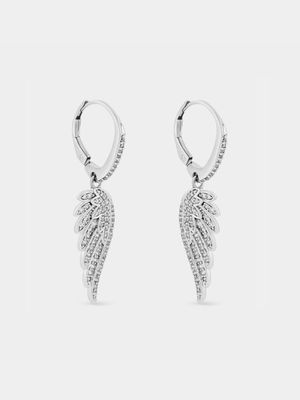 Cheté Sterling Silver Cubic Zirconia Angel Wing Drop Earrings