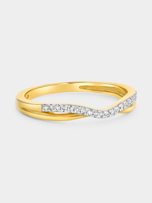 Yellow Gold Diamond Double Curved Anniversary Ring