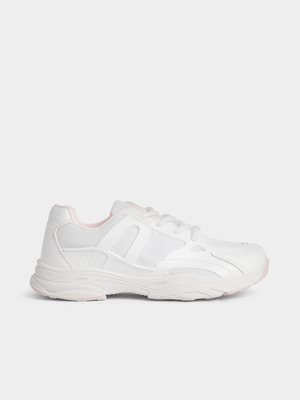 Jet Older Girls White/Pink Chunky Sneakers