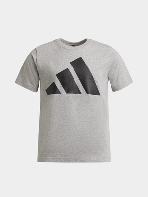 adidas Boys Brand Love 160 Grey/Black Tee