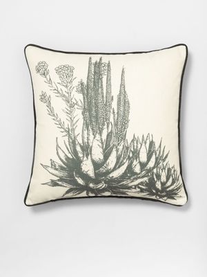 Kim Williams x Molebatsi Toile Du Sud Aloe Scatter Cushion Black 55x55cm