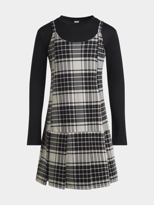 Jet Older Girls Black/Grey Pinafore Dress