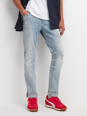 Redbat Men's Ice Blue Super Skinny Jeans
