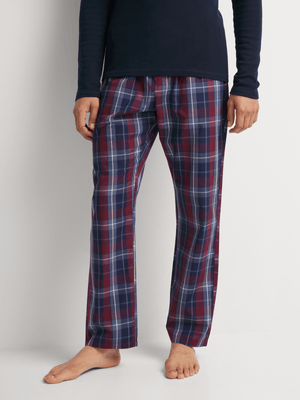 Markham Men's Check Navy/Burgundy Sleepwear Pants