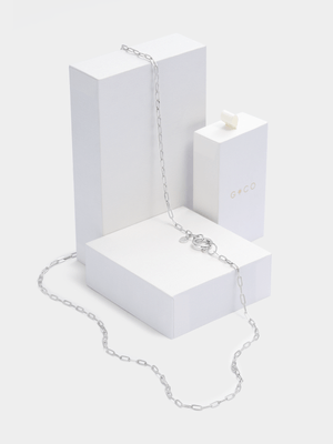 Rhodium Plated Anchor Chain Necklace
