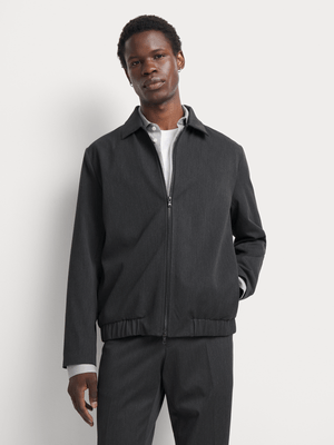 Fabiani Men's Charcoal Wool Blend Harrington Suit Jacket
