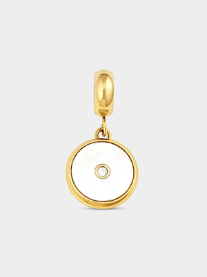Tempo Jewellery Gold Plated Stainless Steel Mother Of Pearl Disc Charm