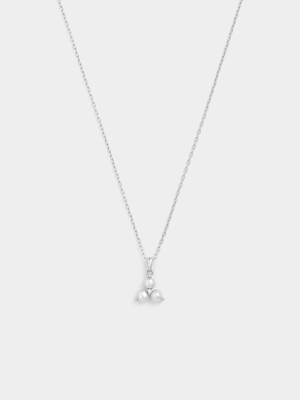 Sterling Silver Lab Grown Diamond & Freshwater Pearl Forever Pendant