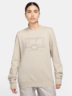 Nike Womens Sportswear Club Fleece Orewood Brown Crew Top